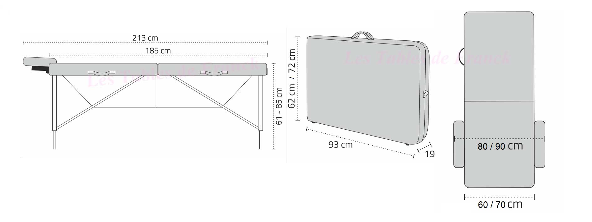 Schéma table de massage pliante pas chère 